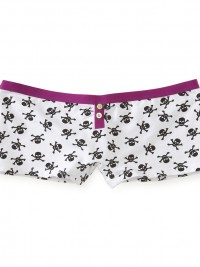 Dámské kalhotky Skull Print Boyshort - Bílá